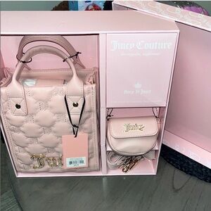 Juicy Couture Pink Quilted Tote and Crossbody Set